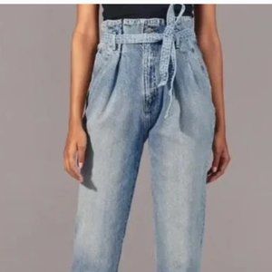 Abercrombie & Fitch Ultra High Rise Waist Paperbag Mom Jeans